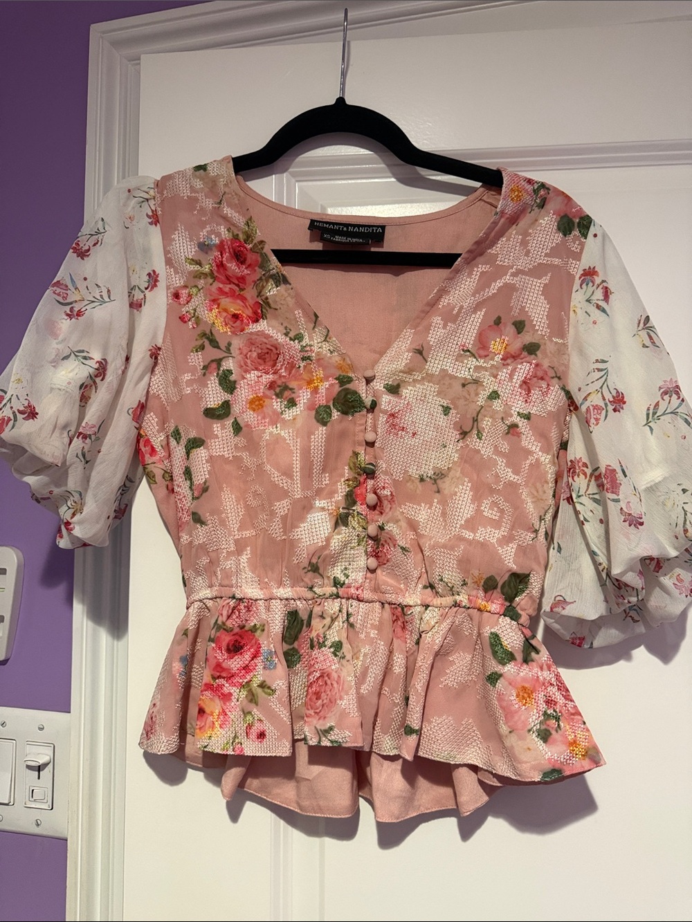 HEMANT AND NANDITA peplum floral Blouse